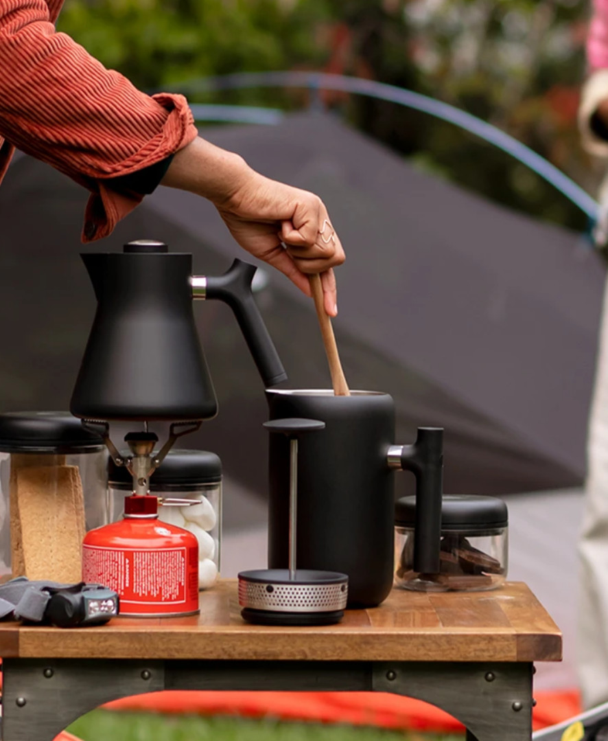 Fellow Clara French Press | Matte Black & Walnut