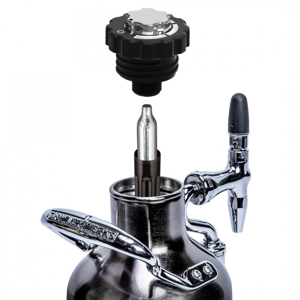 GrowlerWerks UKeg Nitro – Macchina Per Caffè Freddo Nitro 55 Once (1,63 L) – Acciaio Inox, Colore Nero Cromato