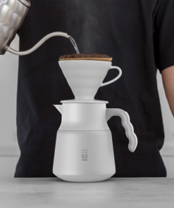 V60 Insulated Stainless Steel Server PLUS - white brewing with v60