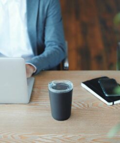 black to go tumber on desk kinto