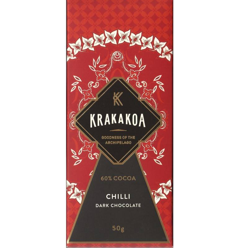 Krakakoa – Dark Chocolate & Chili 60% Craft Chocolate Bar, product image from Kaffebox