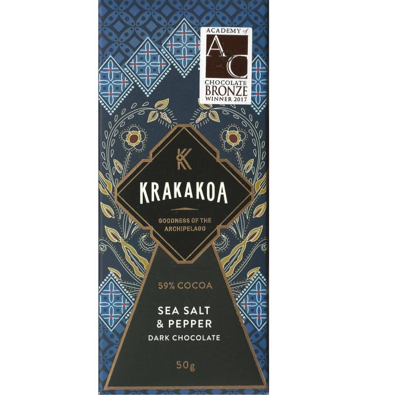 Krakakoa – Chocolate with Sea Salt & Pepper Craft Chocolate Bar, product image from Kaffebox