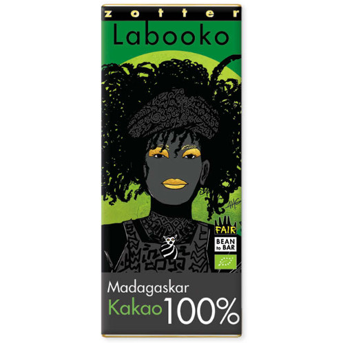 Zotter Labooko 100% Madagascar Craft Chocolate Bar, product image from Kaffebox