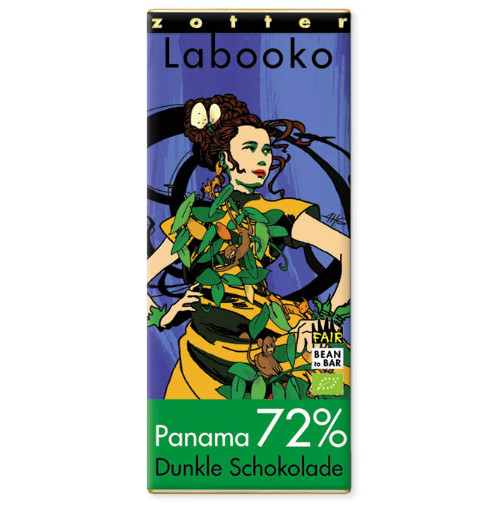 Zotter Labooko 72% Panama Craft Chocolate Bar, product image from Kaffebox