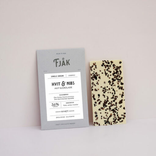 Fjåk White & Nibs craft chocolate bar