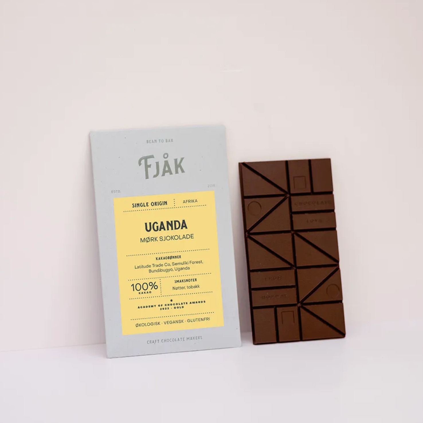 Fjåk 100% dark Uganda Specialty Chocolate Bar, product image from Kaffebox