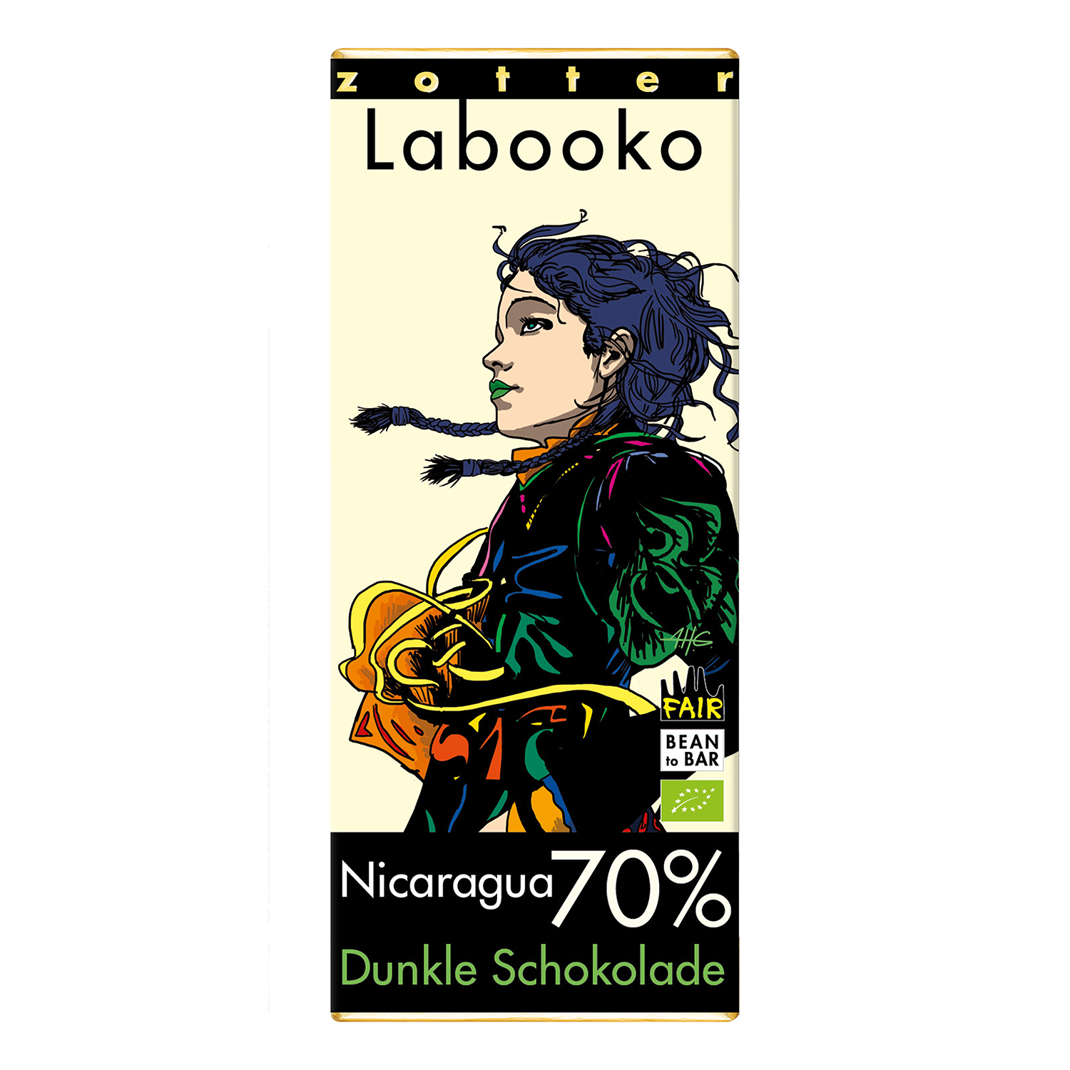 Zotter Labooko 70% Nicaragua Craft Chocolate Bar, product image from Kaffebox