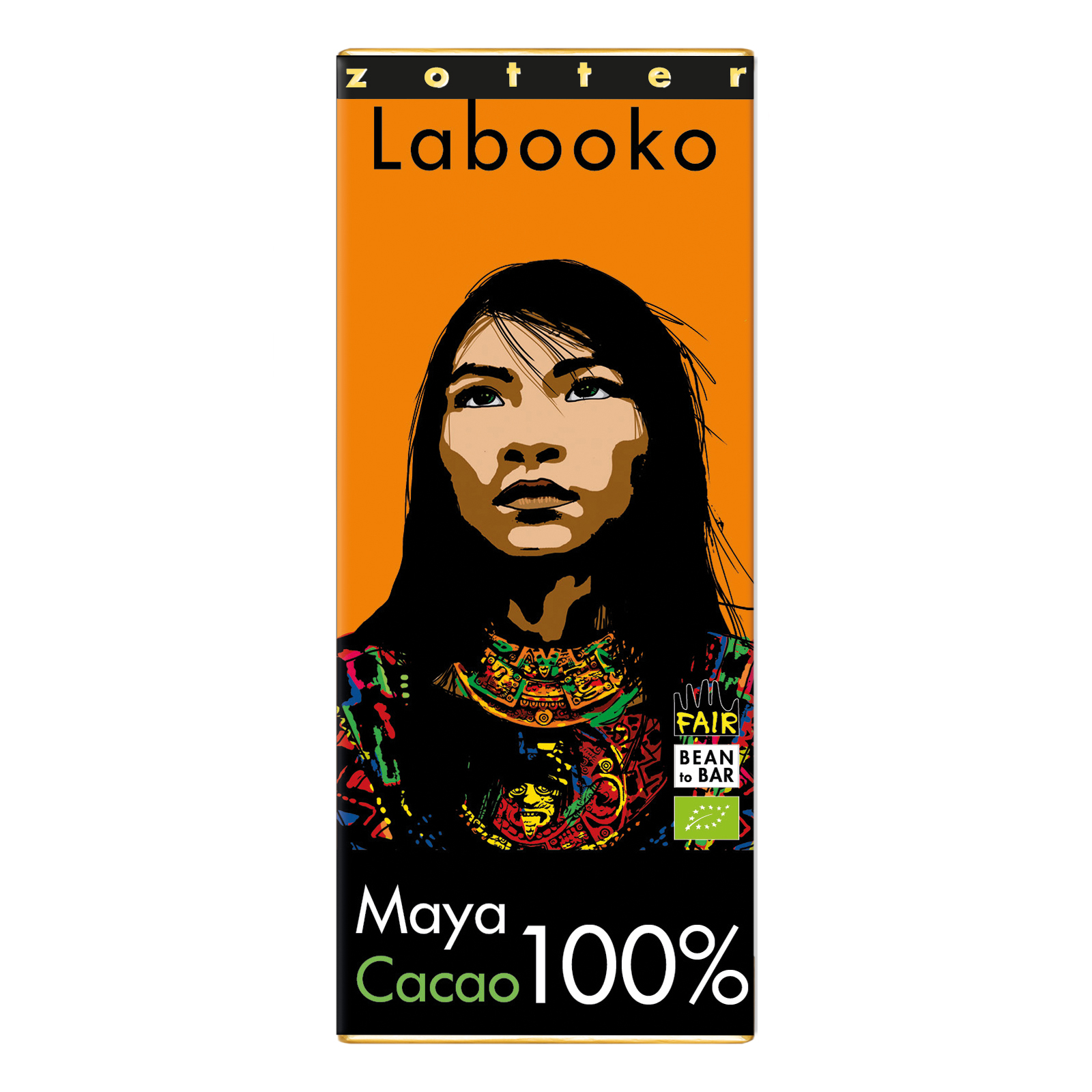 Zotter Labooko 100% Maya Cacao Craft Chocolate Bar, product image from Kaffebox