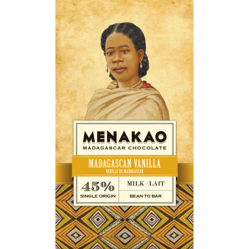Menakao Madagascar Chocolate 45% Madagascan Vanilla Craft Chocolate Bar