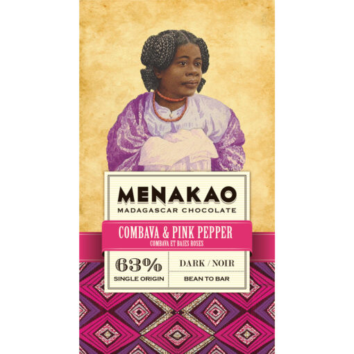 Menakao Madagascar Chocolate 63% Combaba & Pink Pepper Craft Chocolate Bar