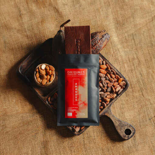 Origines Chocolate Makers 70% Organic Dark Chocolate with Almonds