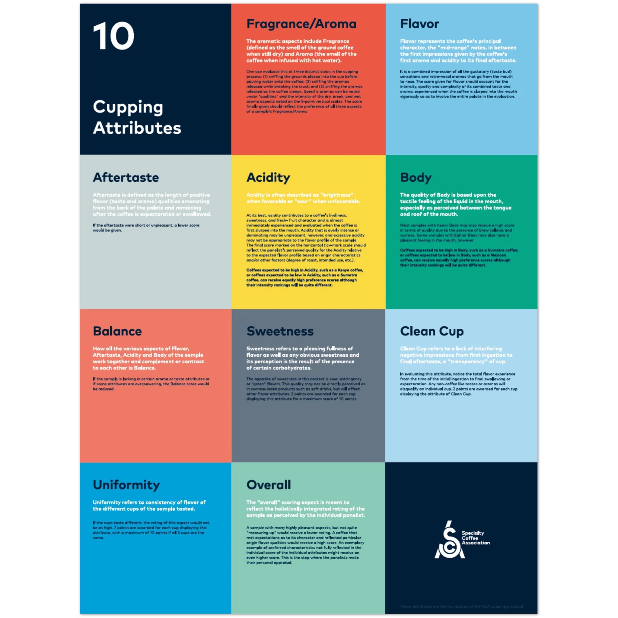 Specialty Coffee Association Cupping Attributes Poster – SCA, product image from Kaffebox
