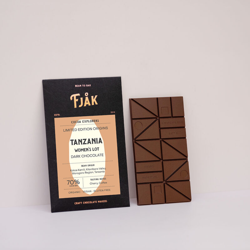 Fjåk 70 % dark Tanzania Women’s Lot Chocolate, product image from Kaffebox