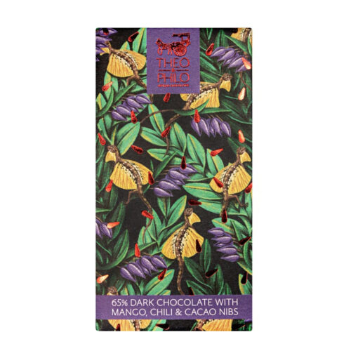 Theo & Philo – Dark Chocolate with Mango, Chili and Cocoa Nibs 65%