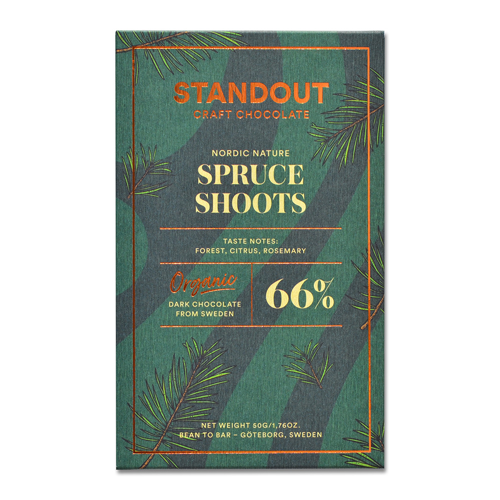 Standout Chocolate Nordic Nature Spruce Shoots 66%, product image from Kaffebox