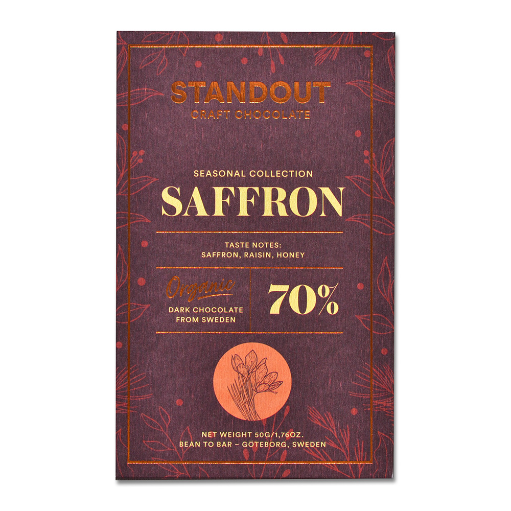 Standout Chocolate Saffron 70%, product image from Kaffebox