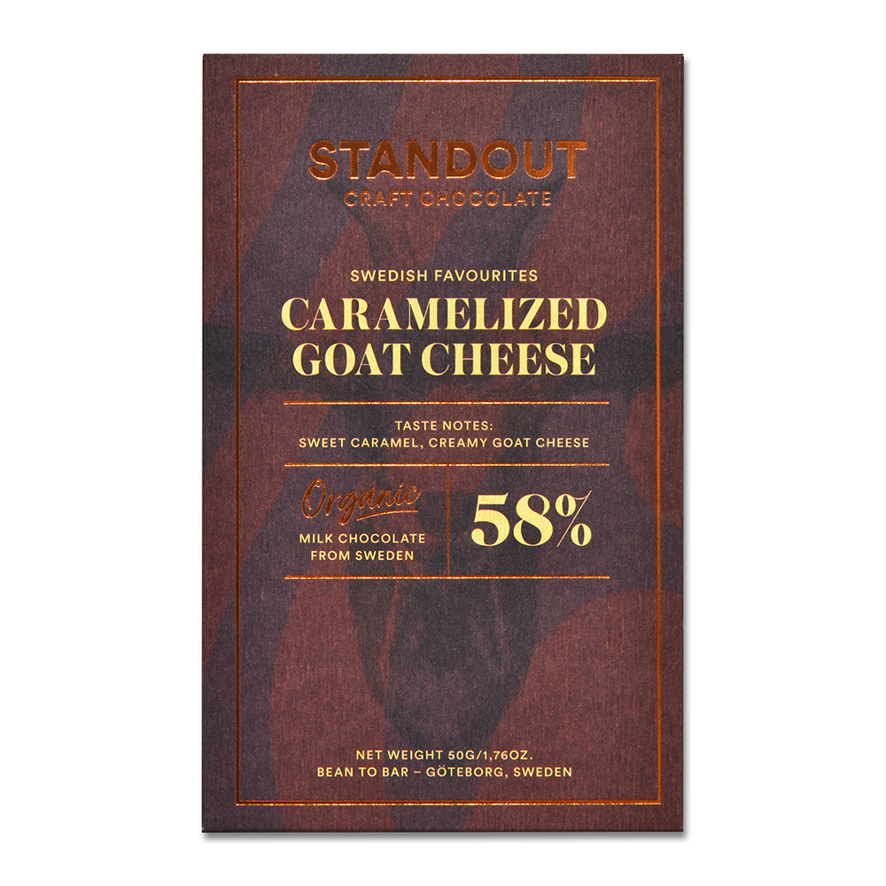 Standout Chocolate Caramelized Goat Cheese 58%, product image from Kaffebox