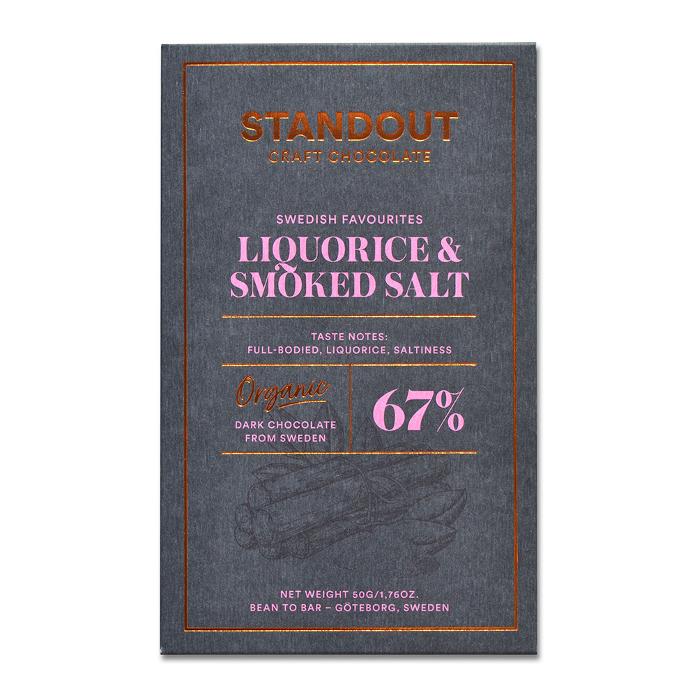Standout Chocolate Liquorice & Beech Smoked Sea Salt 67%, product image from Kaffebox