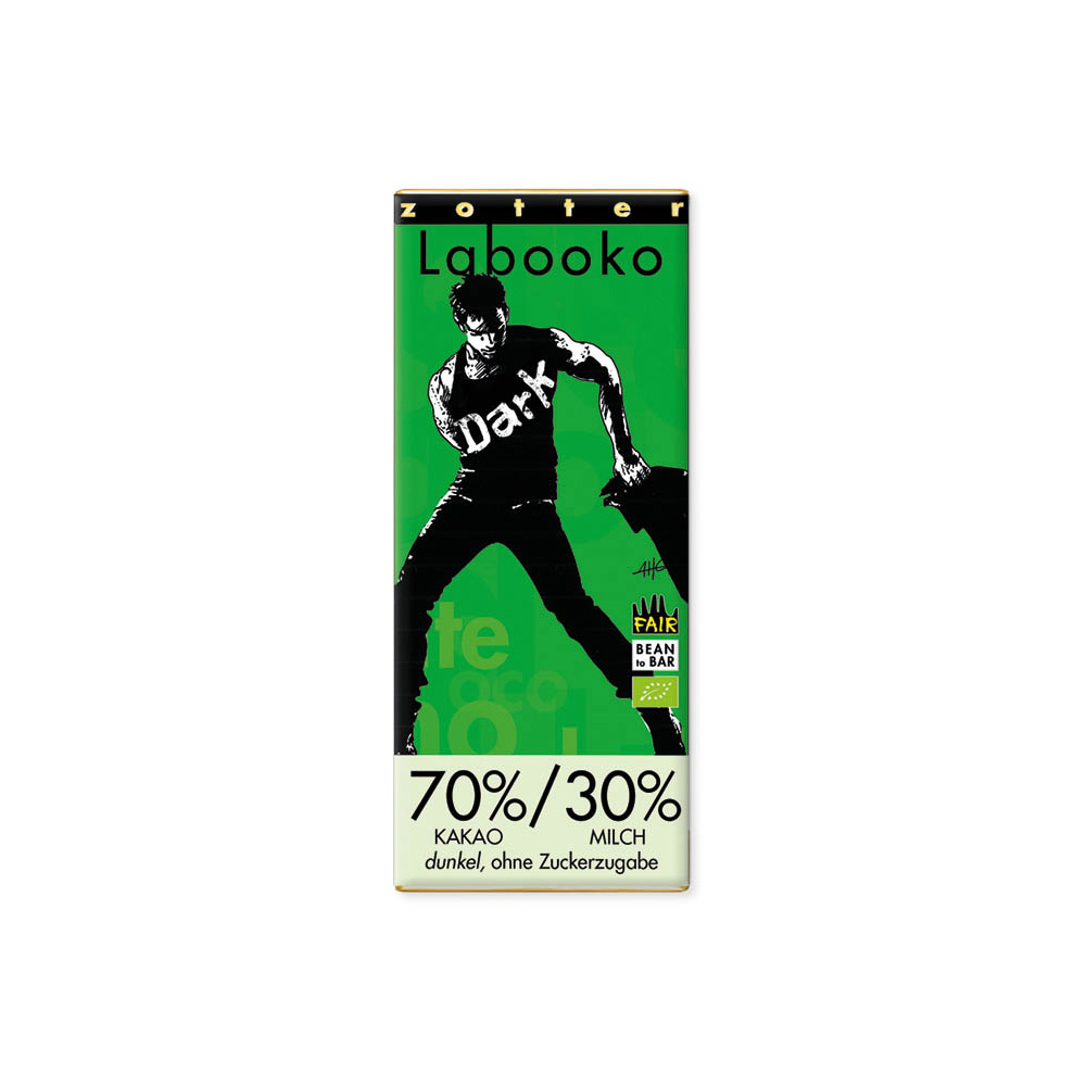 Zotter Labooko 70% Cacao / 30% Milk Bar Dark Style, product image from Kaffebox