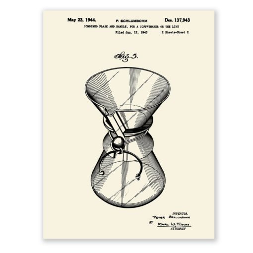 Chemex PP-1 Patent Poster- Flask & Handle 1943 Sheet 1