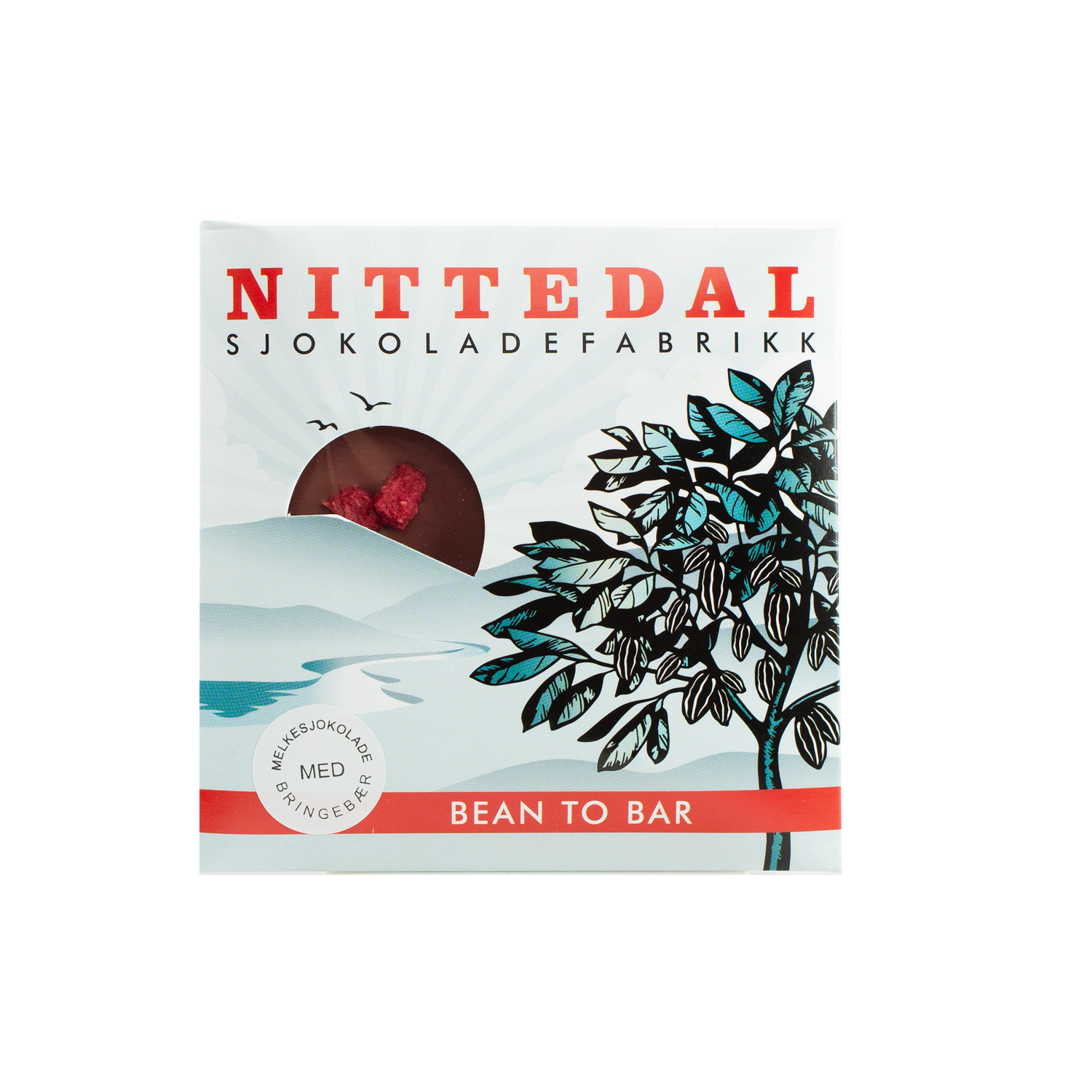 Nittedal Sjokoladefabrikk Milk Chocolate with Raspberry Craft Chocolate Bar, product image from Kaffebox
