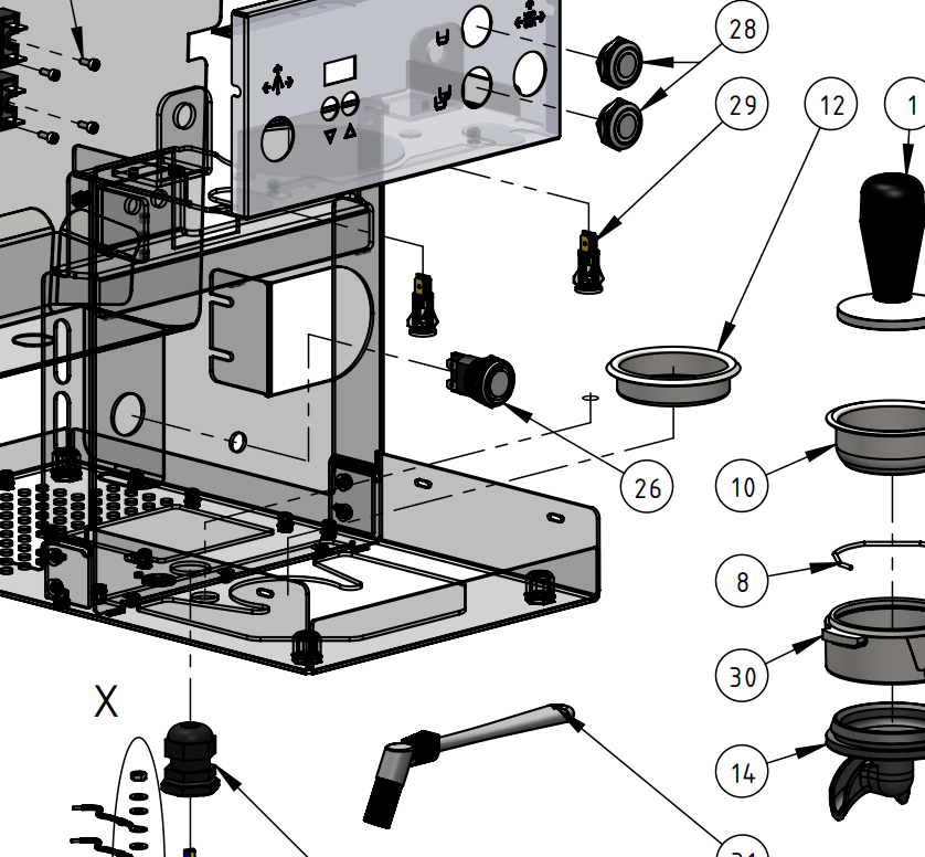 Profitec Part P2824 - Push Button Maintained White 230V