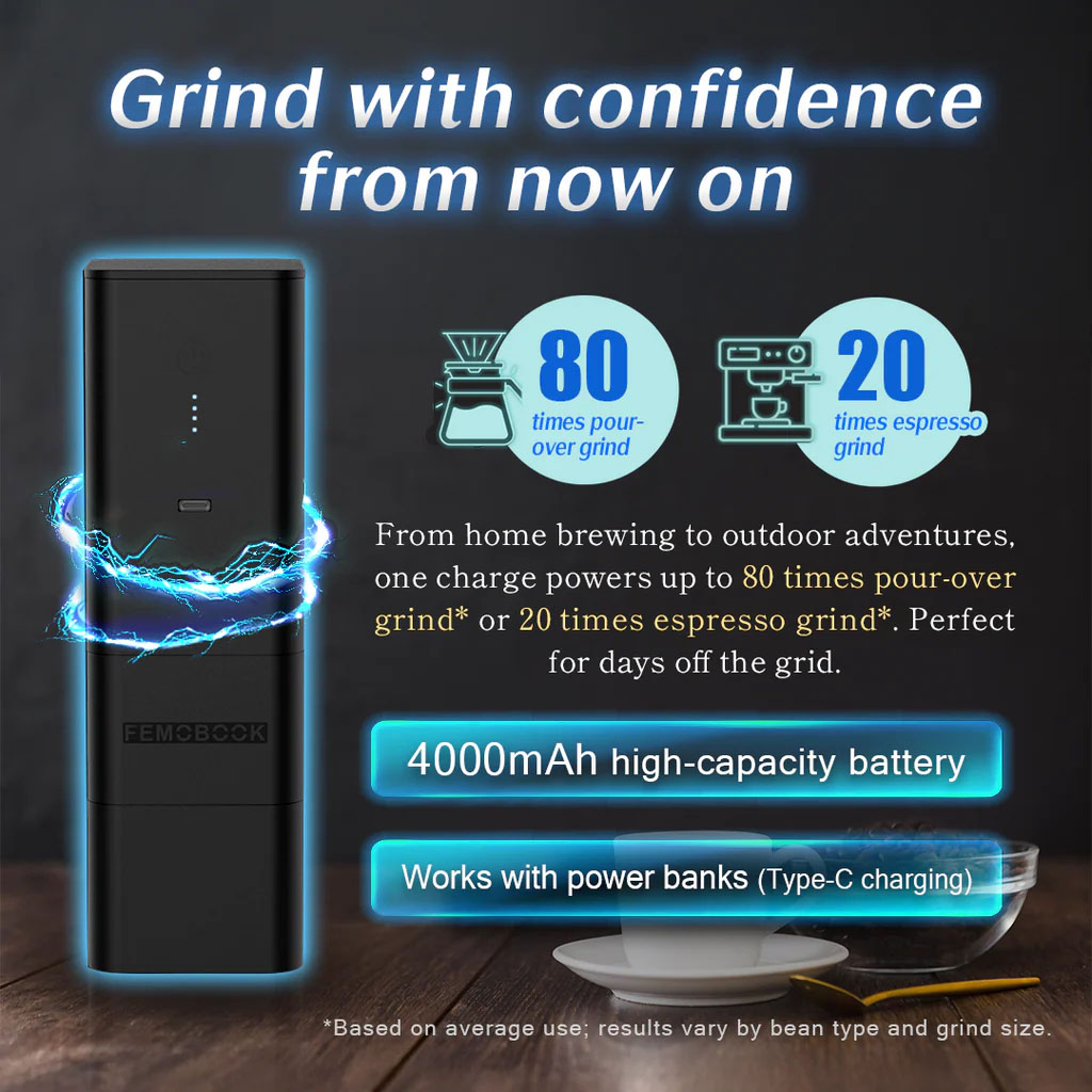 Femobook A2 Battery Powered Coffee Grinder - Image 5