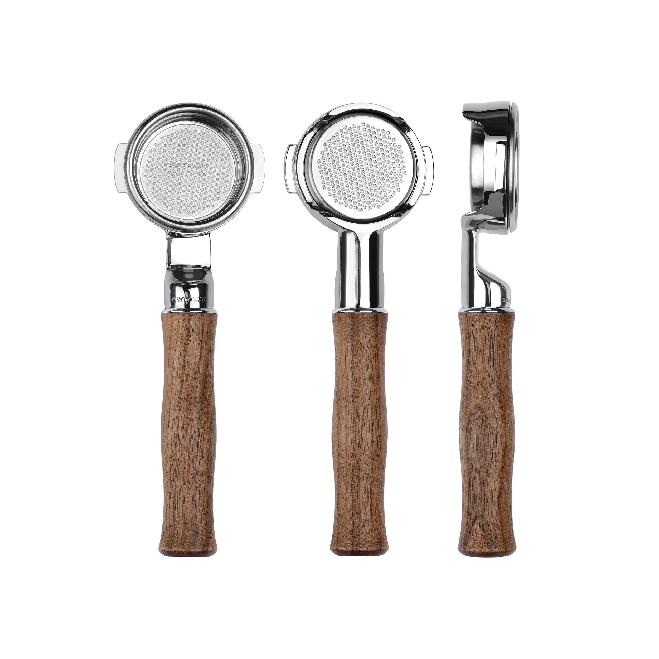 Normcore Slim Bottomless Portafilter with Upgraded Walnut Wood Handle