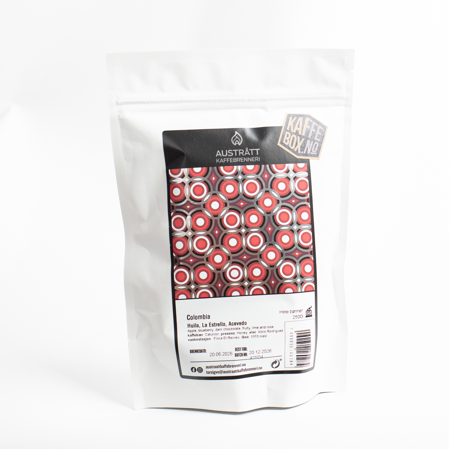 Austrått Kaffebrenneri – Finca El Recreo, Huila, Colombia – 250g, product image from Kaffebox