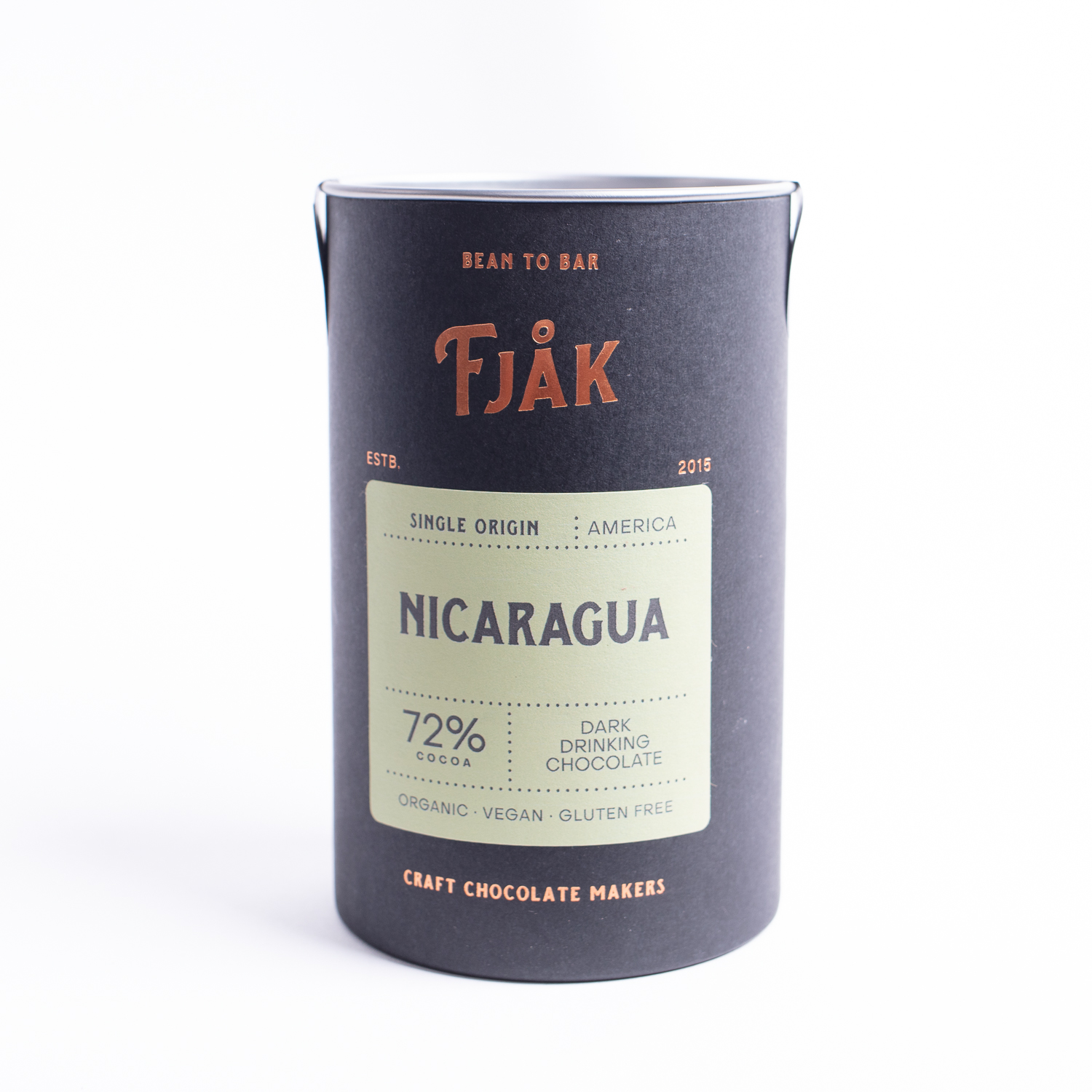 Fjåk 72% Single Origin Dark Nicaragua Drinking Chocolate, product image from Kaffebox
