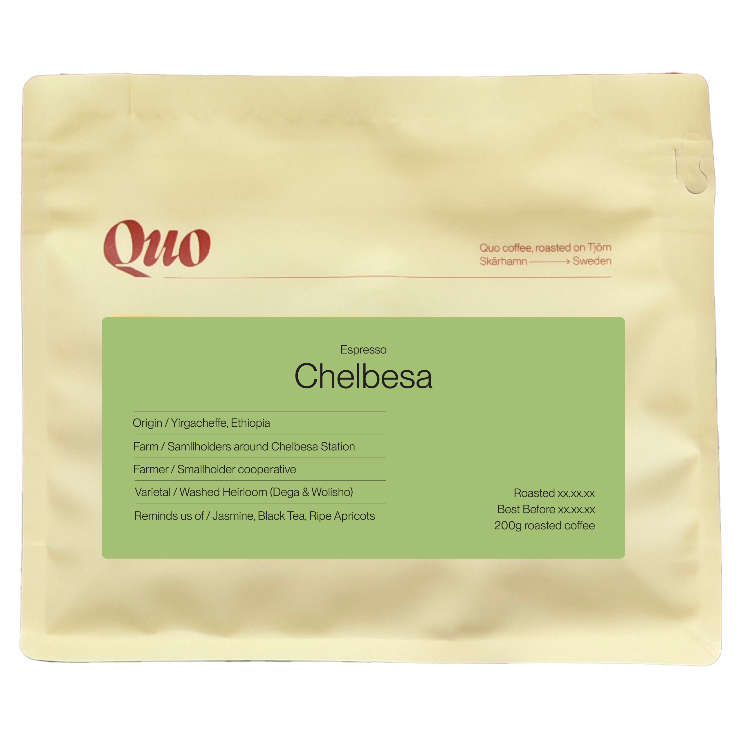 Quo Coffee Chelbesa washed Ethiopian filter coffee, 200 g bag