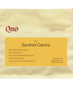 Quo Coffee Sandra's Caturra washed Colombian filter coffee from Finca el Porvenir, 200 g bag