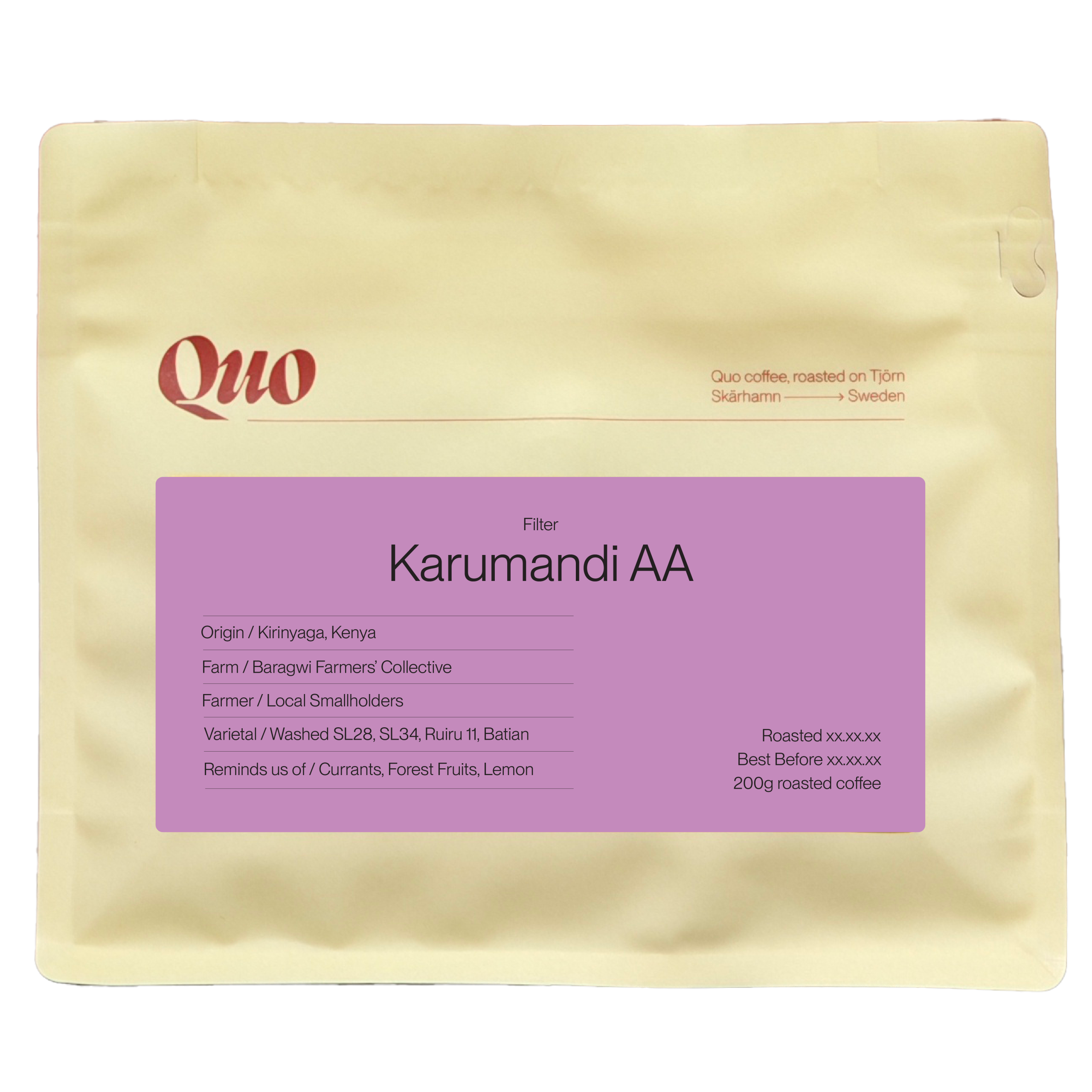 Quo Coffee Karumandi AA washed Kenyan filter coffee, 200 g bag