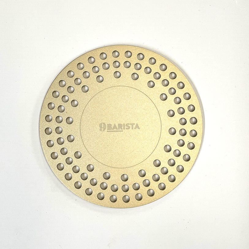 9Barista heat transfer plate after use, showing the colour change