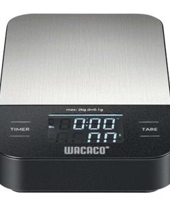 Wacaco Exagram compact coffee scale with backlit display and stainless steel top