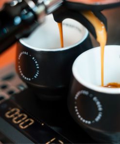 Profitec MOVE 2.0 brewing by weight with a Bluetooth scale on the drip tray