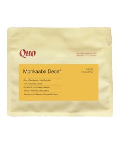 Quo Coffee Monkaaba sugarcane decaf Colombian filter coffee, 200 g bag