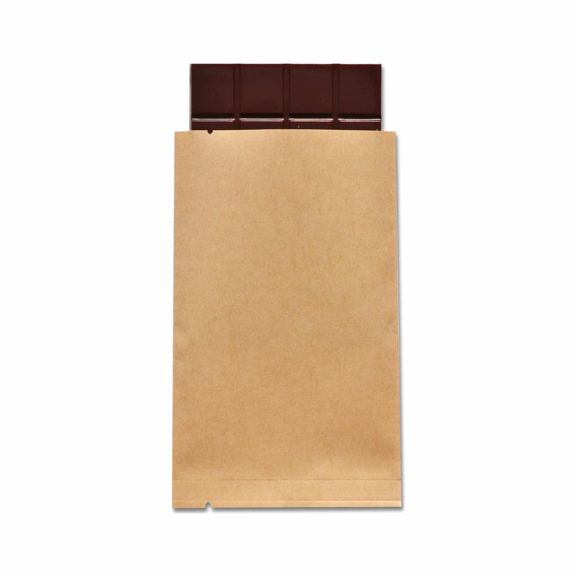 Standout Chocolate Kilombero Valley 70% bar sliding out of its kraft paper inner bag