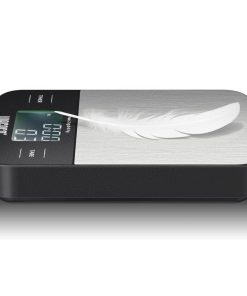 Wacaco Exagram coffee scale with stainless steel weighing surface and backlit display