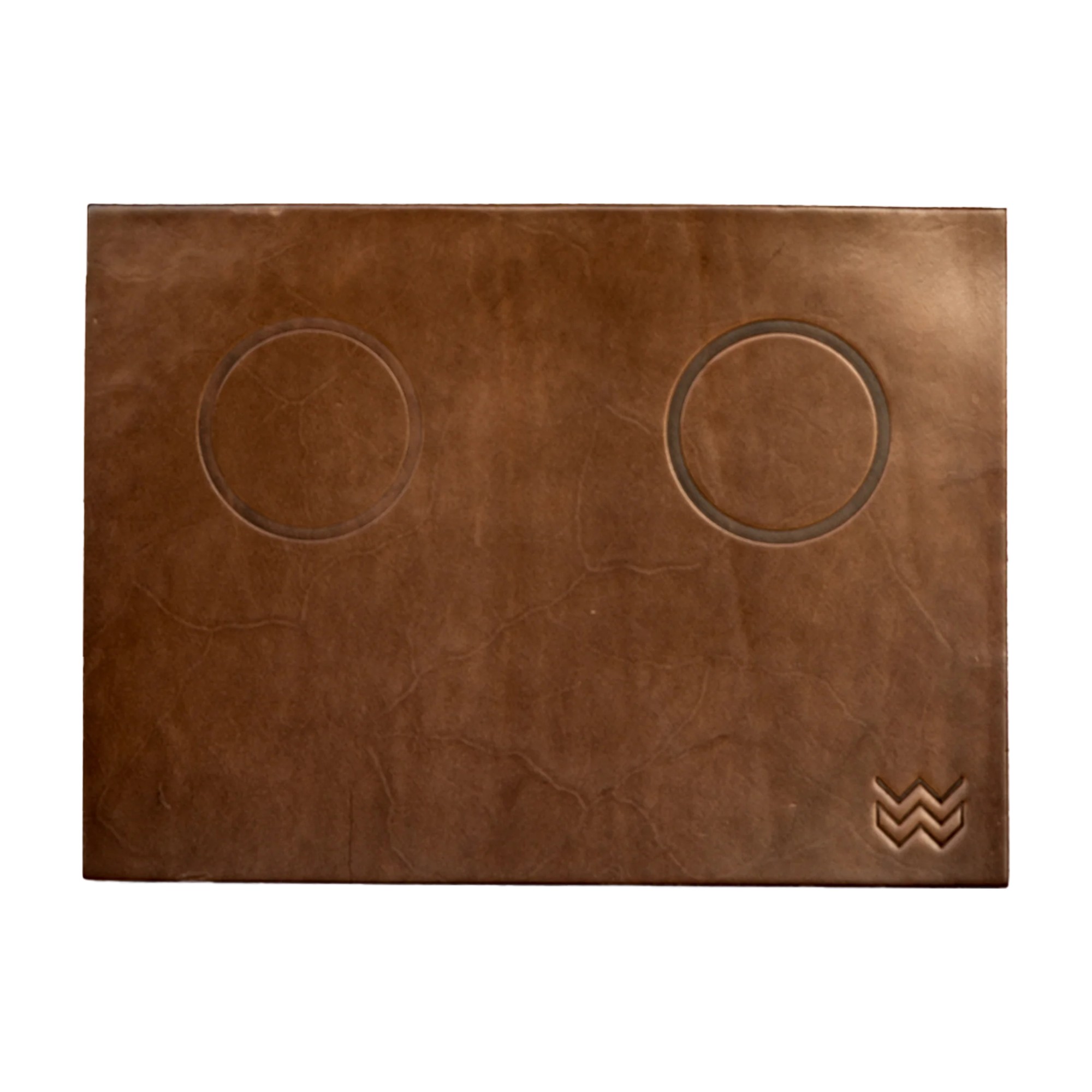 Weber Workshops leather tamping mat in Natural brown leather, top view