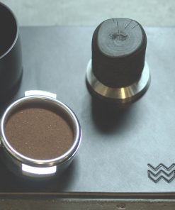 Onyx Weber Workshops leather tamping mat with portafilter, tamper and Blind Shaker